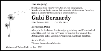 Traueranzeige von Gabi Bernardy von saarbruecker_zeitung