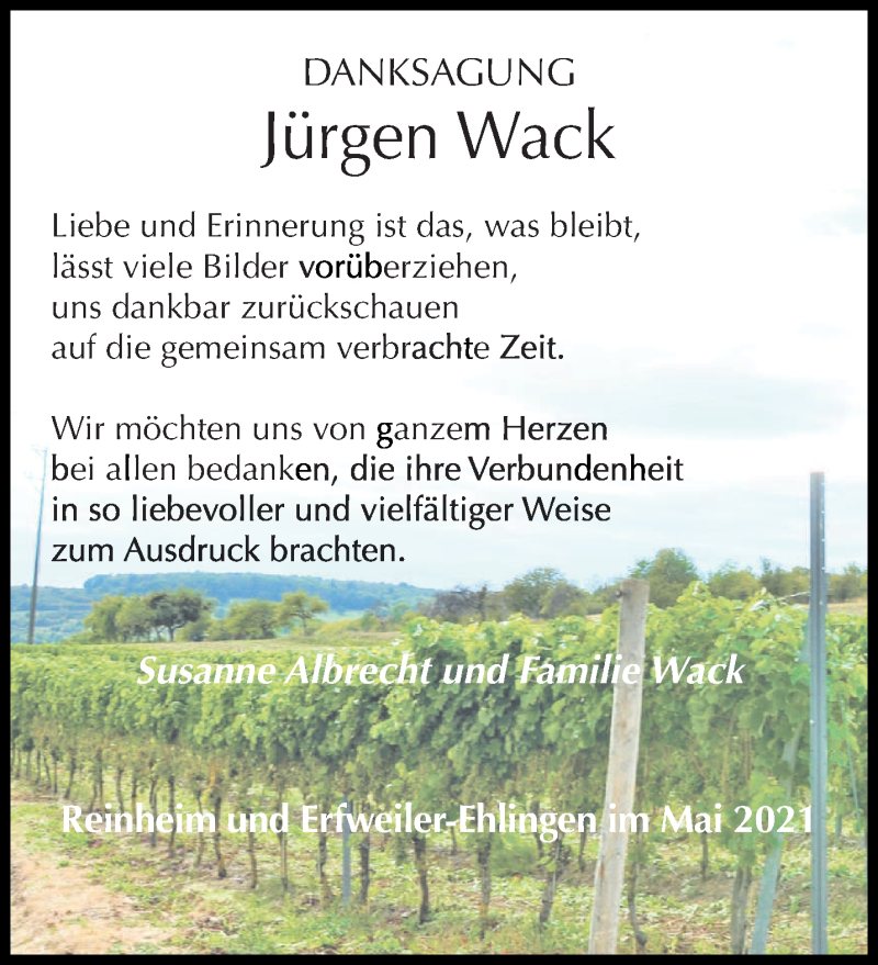  Traueranzeige für Jürgen Wack vom 12.06.2021 aus saarbruecker_zeitung