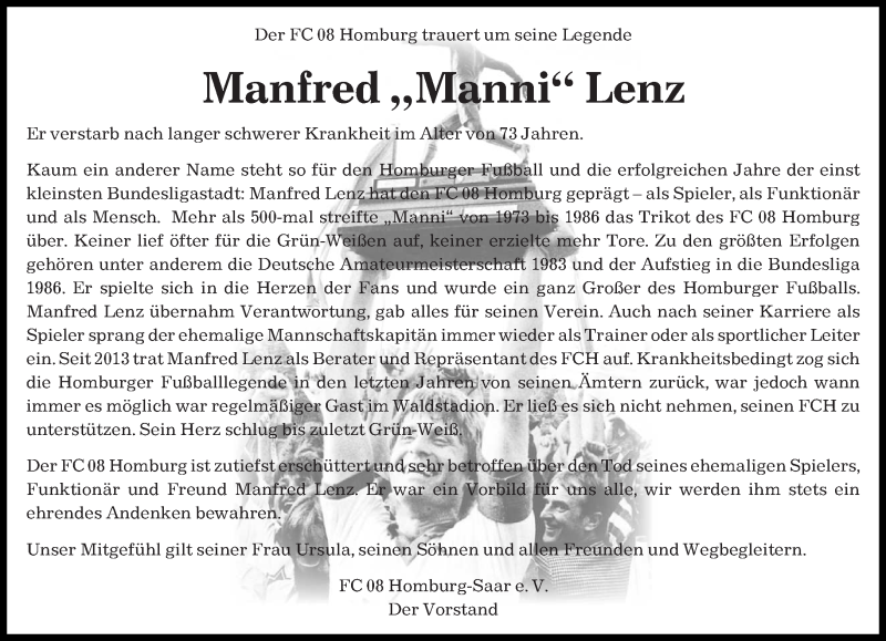 Traueranzeige für Manfred Lenz vom 26.06.2021 aus saarbruecker_zeitung