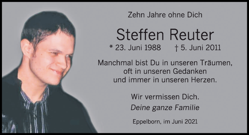  Traueranzeige für Steffen Reuter vom 05.06.2021 aus saarbruecker_zeitung