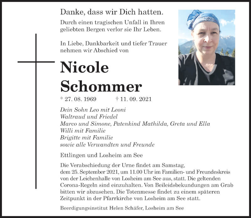  Traueranzeige für Nicole Schommer vom 18.09.2021 aus saarbruecker_zeitung