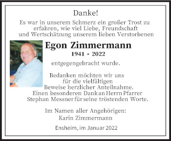 Traueranzeige von Egon Zimmermann von saarbruecker_zeitung