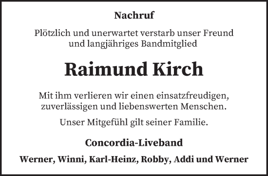 Traueranzeige von Raimund Kirch von saarbruecker_zeitung