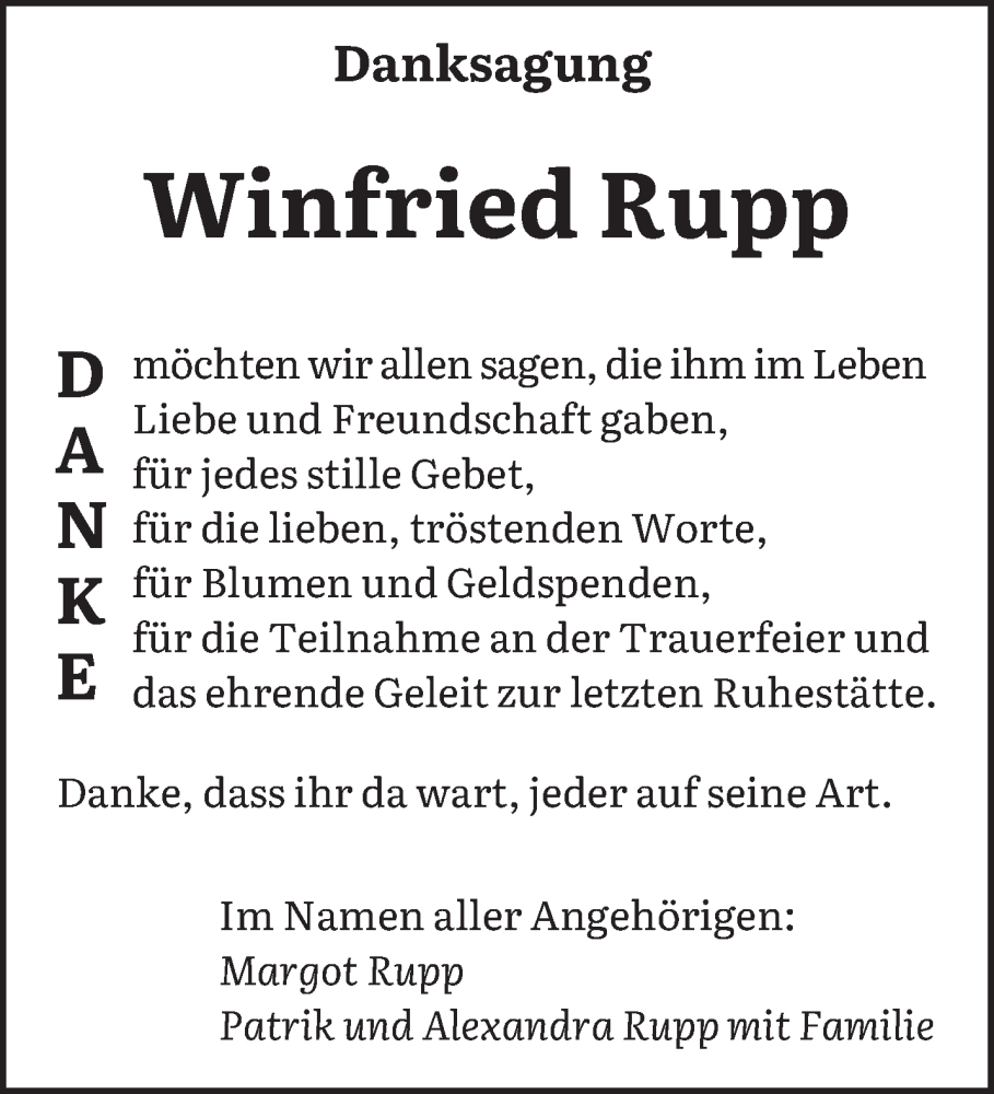  Traueranzeige für Winfried Rupp vom 03.12.2022 aus saarbruecker_zeitung