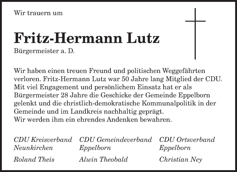  Traueranzeige für Fritz-Hermann Lutz vom 05.02.2022 aus saarbruecker_zeitung