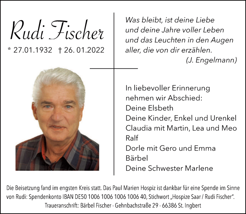  Traueranzeige für Rudi Fischer vom 05.02.2022 aus saarbruecker_zeitung