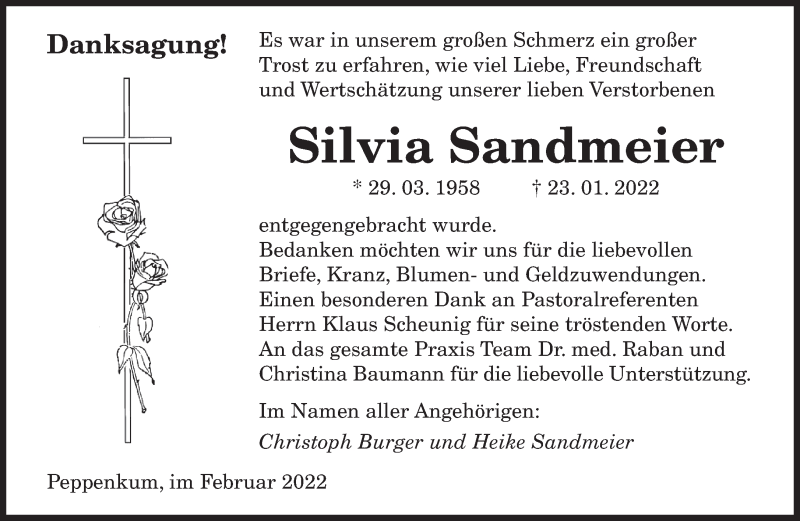  Traueranzeige für Silvia Sandmeier vom 09.02.2022 aus saarbruecker_zeitung