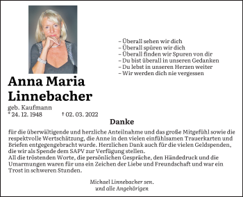 Traueranzeige von Anna Maria Linnebacher von saarbruecker_zeitung