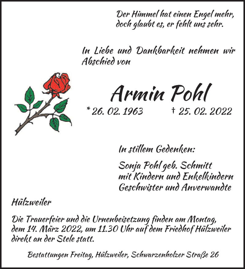  Traueranzeige für Armin Pohl vom 05.03.2022 aus saarbruecker_zeitung