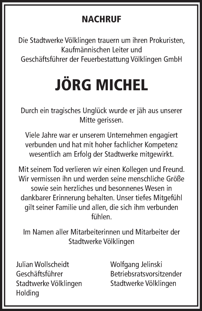  Traueranzeige für Jörg Michel vom 24.03.2022 aus saarbruecker_zeitung