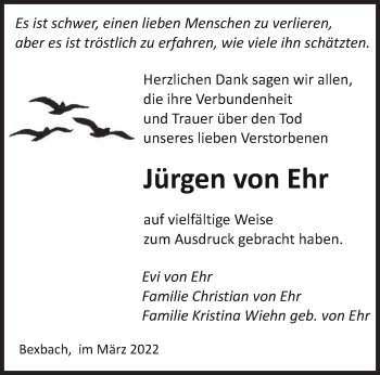 Traueranzeige von Jürgen von Ehr von saarbruecker_zeitung
