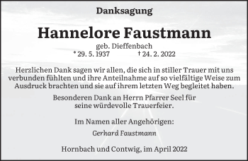 Traueranzeige von Hannelore Faustmann von saarbruecker_zeitung