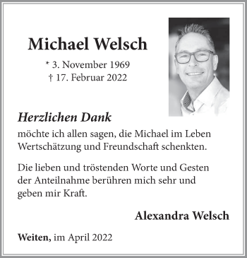 Traueranzeige von Michael Welsch von saarbruecker_zeitung