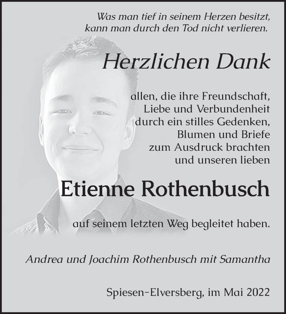  Traueranzeige für Etienne Rothenbusch vom 07.05.2022 aus saarbruecker_zeitung