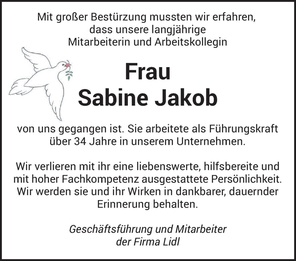  Traueranzeige für Sabine Jakob vom 23.06.2022 aus saarbruecker_zeitung