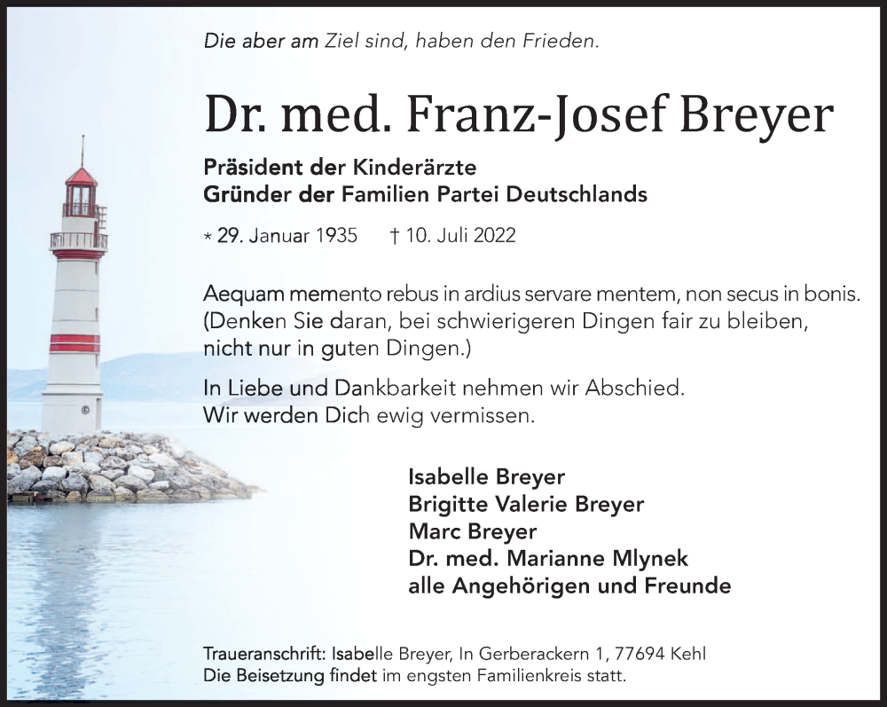  Traueranzeige für Franz-Josef Breyer vom 23.07.2022 aus saarbruecker_zeitung