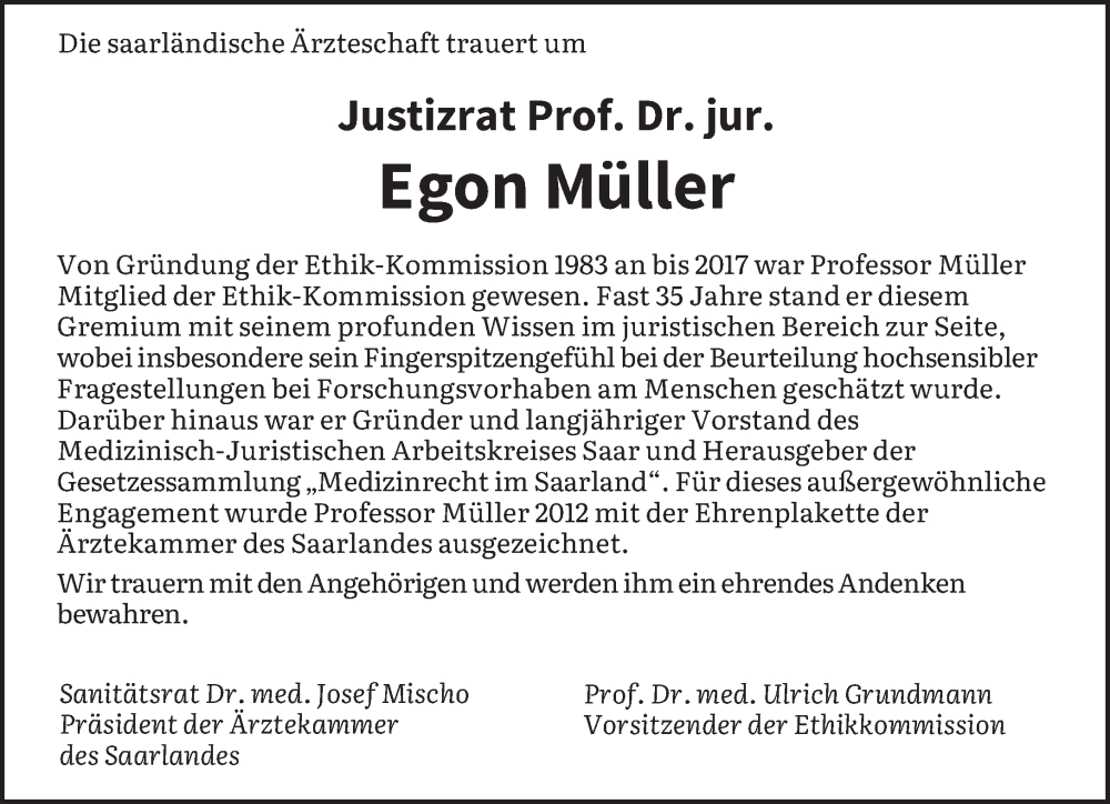  Traueranzeige für Egon Müller vom 13.08.2022 aus saarbruecker_zeitung