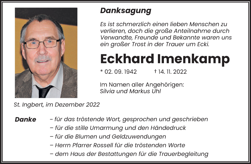  Traueranzeige für Eckhard Imenkamp vom 24.12.2022 aus saarbruecker_zeitung