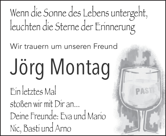 Traueranzeige von Jörg Montag von saarbruecker_zeitung