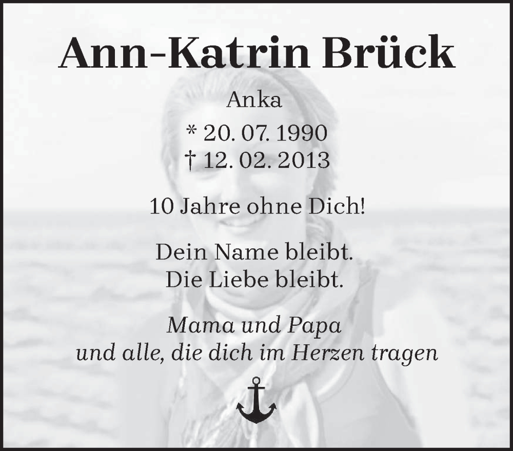  Traueranzeige für Ann-Katrin Brück vom 11.02.2023 aus saarbruecker_zeitung