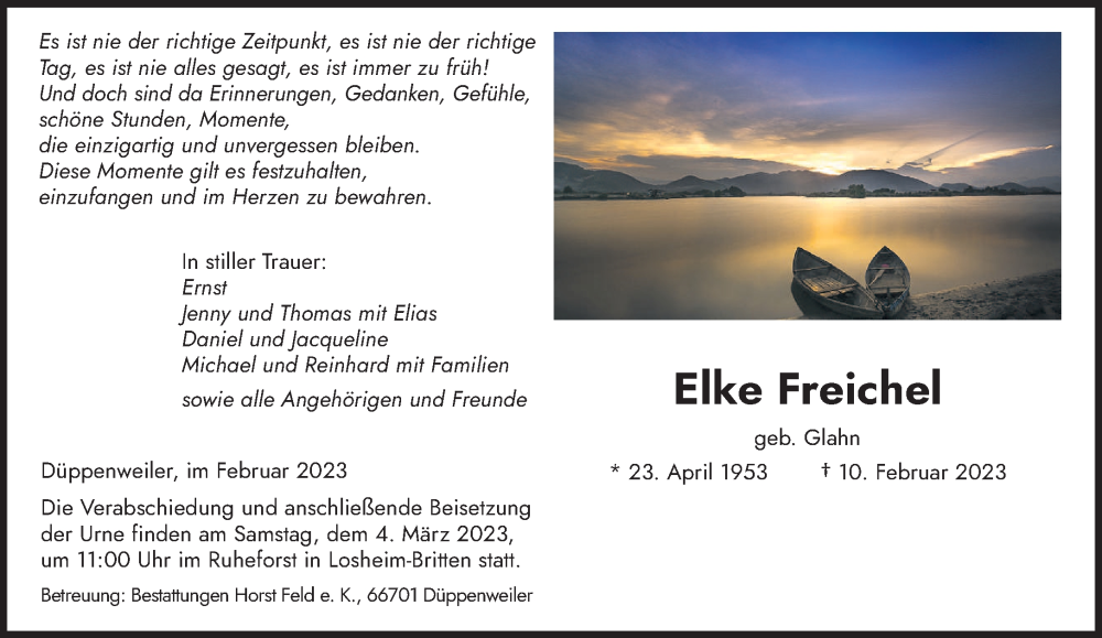  Traueranzeige für Elke Freichel vom 25.02.2023 aus saarbruecker_zeitung