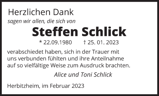 Traueranzeige von Steffen Schlick von saarbruecker_zeitung
