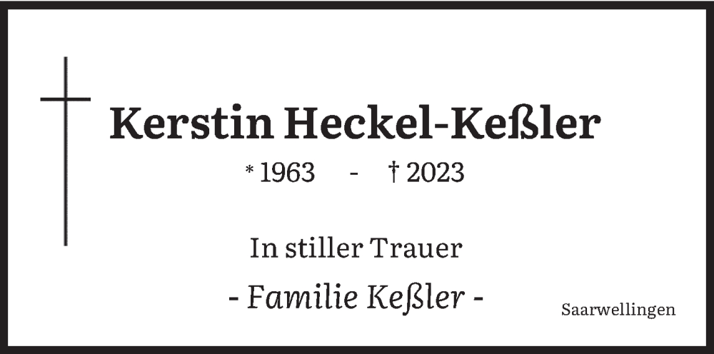  Traueranzeige für Kerstin Heckel-Keßler vom 18.03.2023 aus saarbruecker_zeitung