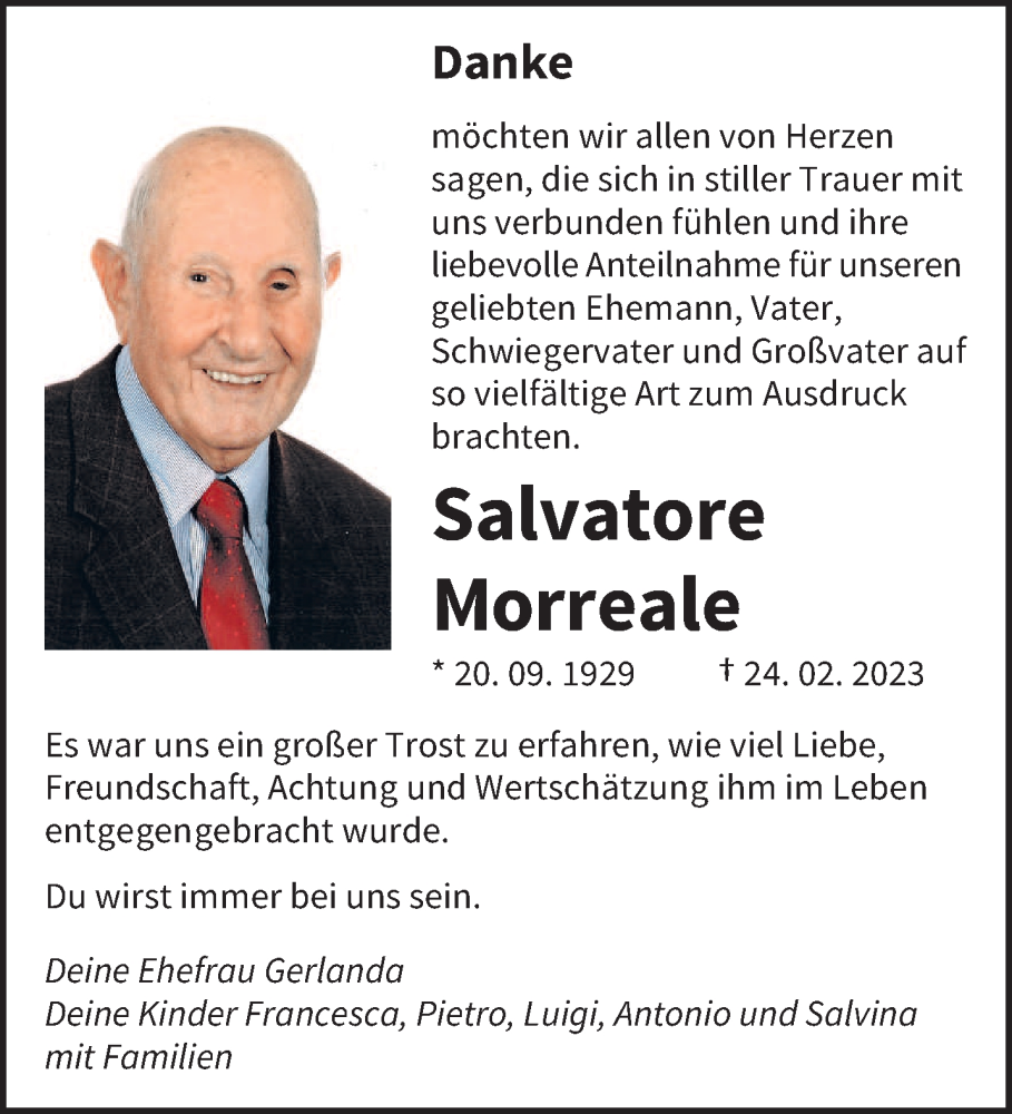  Traueranzeige für Salvatore Morreale vom 11.03.2023 aus saarbruecker_zeitung