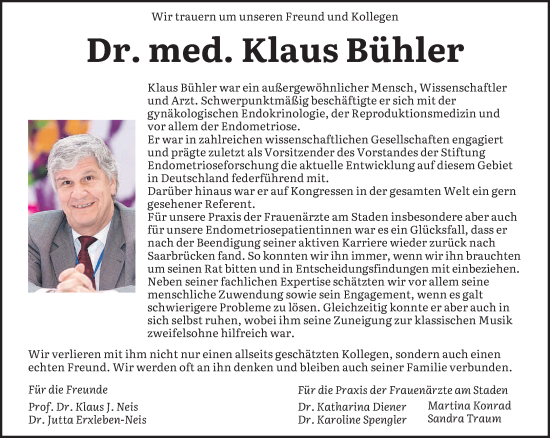 Traueranzeigen Von Klaus B Hler Saarbruecker Zeitung Trauer De