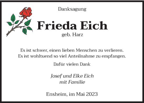 Traueranzeige von Frieda Eich von saarbruecker_zeitung