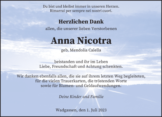 Traueranzeige von Anna Nicotra von saarbruecker_zeitung