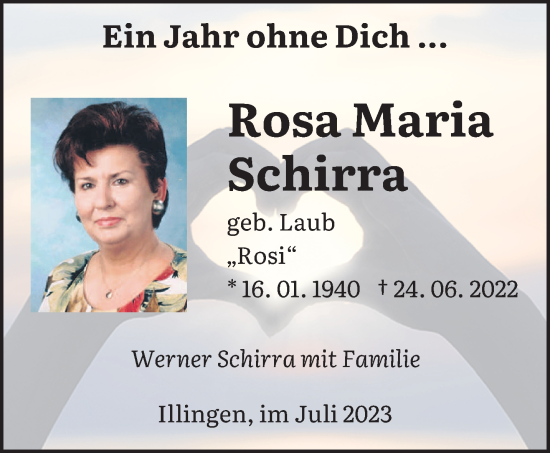 Traueranzeige von Rosa Maria Schirra von saarbruecker_zeitung