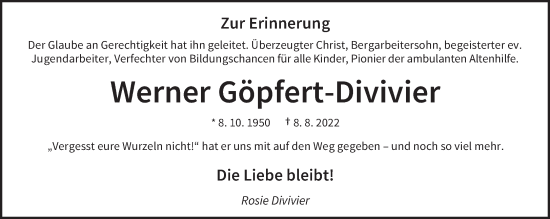 Traueranzeige von Werner Göpfert-Divivier von saarbruecker_zeitung