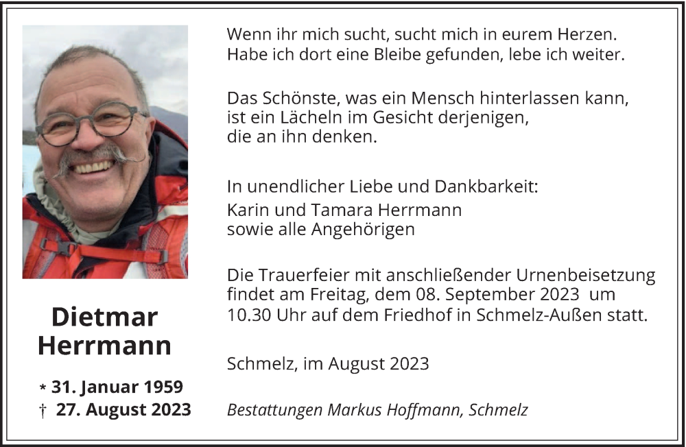  Traueranzeige für Dietmar Herrmann vom 02.09.2023 aus saarbruecker_zeitung