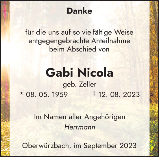 Traueranzeige von Gabi Nicola von saarbruecker_zeitung