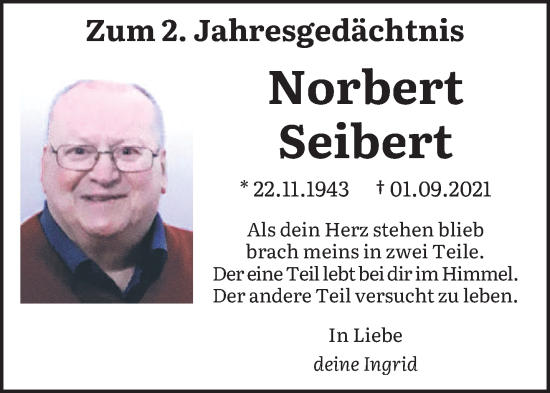 Traueranzeige von Norbert Seibert von saarbruecker_zeitung