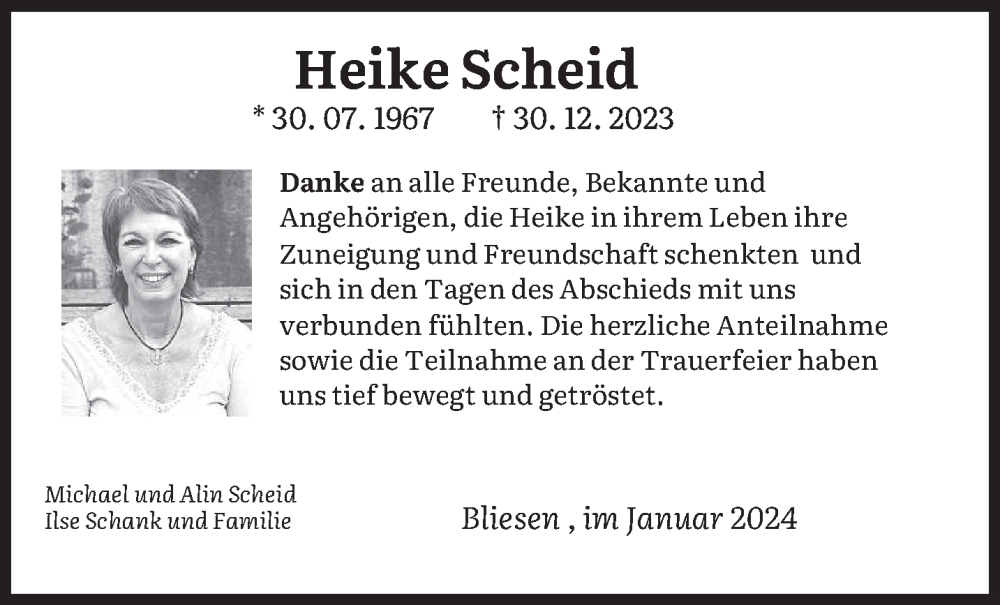  Traueranzeige für Heike Scheid vom 20.01.2024 aus saarbruecker_zeitung