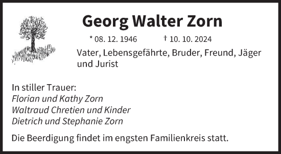 Traueranzeige von Georg Walter Zorn von saarbruecker_zeitung