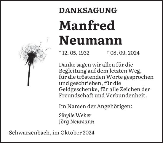 Traueranzeige von Manfred Neumann von saarbruecker_zeitung