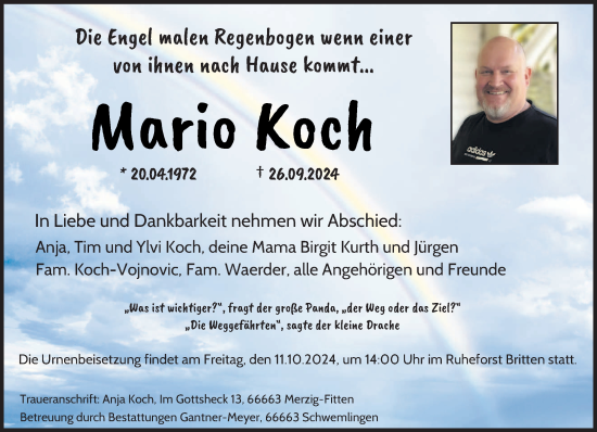 Traueranzeige von Mario Koch von saarbruecker_zeitung