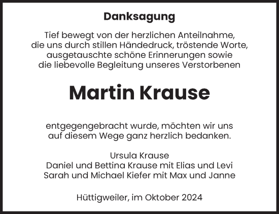 Traueranzeige von Martin Krause von saarbruecker_zeitung