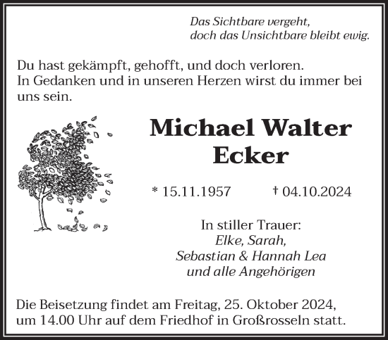 Traueranzeige von Michael-Walter Ecker von saarbruecker_zeitung