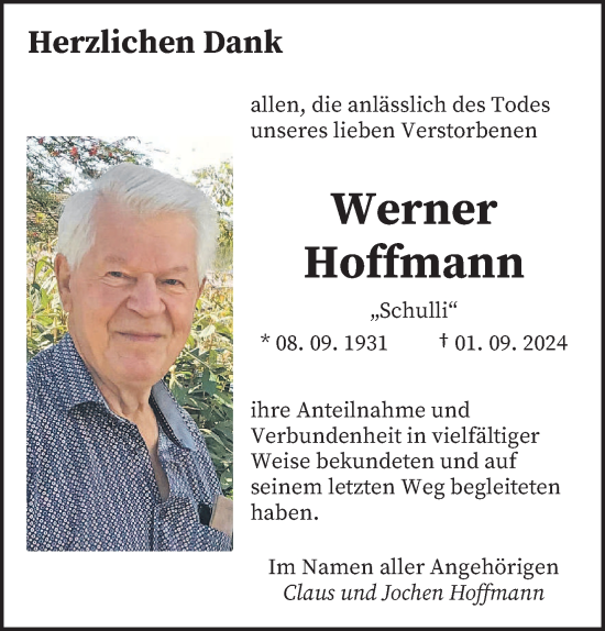 Traueranzeige von Werner Hoffmann von saarbruecker_zeitung