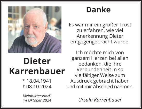 Traueranzeige von Dieter Karrenbauer von saarbruecker_zeitung