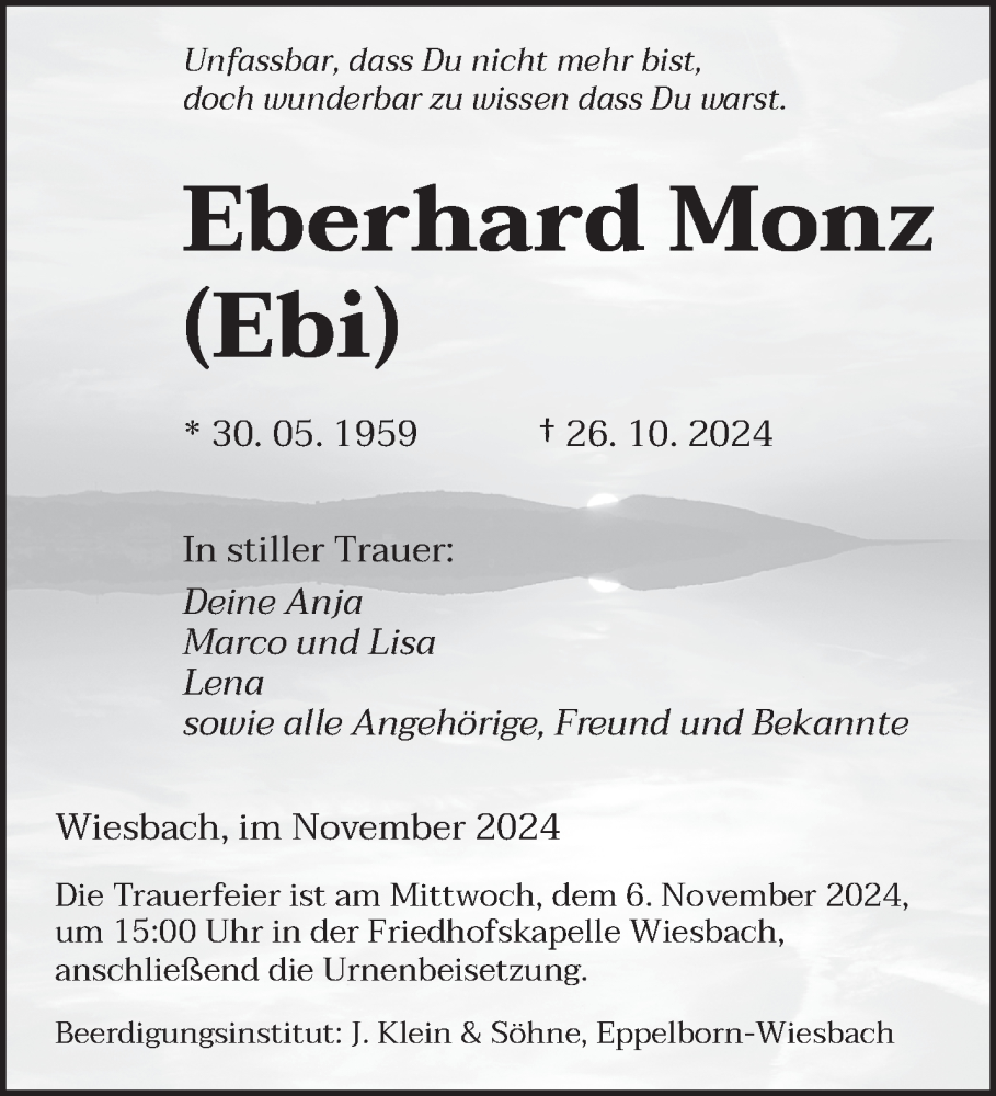  Traueranzeige für Eberhard Monz vom 02.11.2024 aus saarbruecker_zeitung