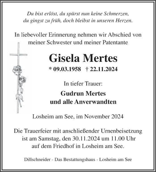 Traueranzeige von Gisela Mertes von saarbruecker_zeitung