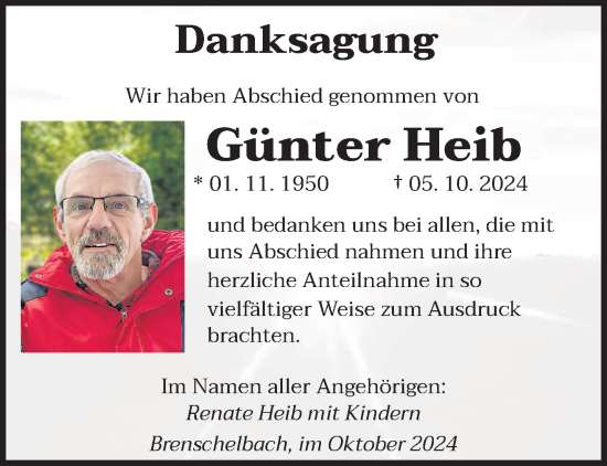 Traueranzeige von Günter Heib von saarbruecker_zeitung