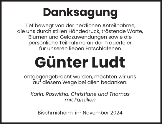 Traueranzeige von Günter Ludt von saarbruecker_zeitung