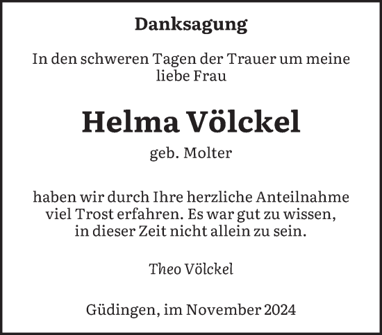 Traueranzeige von Helma Völckel von saarbruecker_zeitung