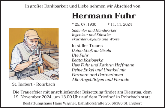 Traueranzeige von Hermann Fuhr von saarbruecker_zeitung